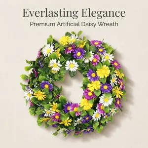 Artificial Flower Wreath for Front Door Spring Wreath, Colorful Daisies Butterfly Lilies, Perfect for Spring Holiday Wall Porch Farmhouse