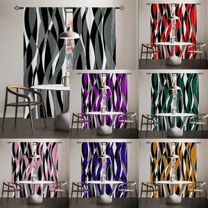 2Pcs /Various S-shaped lines print curtains,suitable for bedroom,living room kitchen decoration,home decoration,window decoration