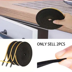 2 rolls, 196.85 inches in height, high-density door frame sealing strips, windproof self-adhesive sealing tape, black windproof sponge strips, for heat insulation treatment of door frames, windows and air conditioners