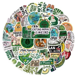 50pcs Green Plant and Vegetable Stickers Series, Office Supplies and Notebook Accessories, Suitable for Scrapbooks, Diaries, Laptops, Water Bottles, Cars, Etc., Based on A Design Inspired By Faith.