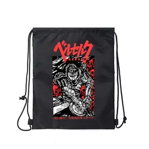 Berserk Manga Warrior Illustration Drawstring Backpack Gym Sports Bag for Casual Use Youth and Young Adults Perfect Xmas Birthday and Festival Gift for Fans of Dark Fantasy Anime and Graphic Novels Stylish Durable Lightweight Travel Sackpack with Cool
