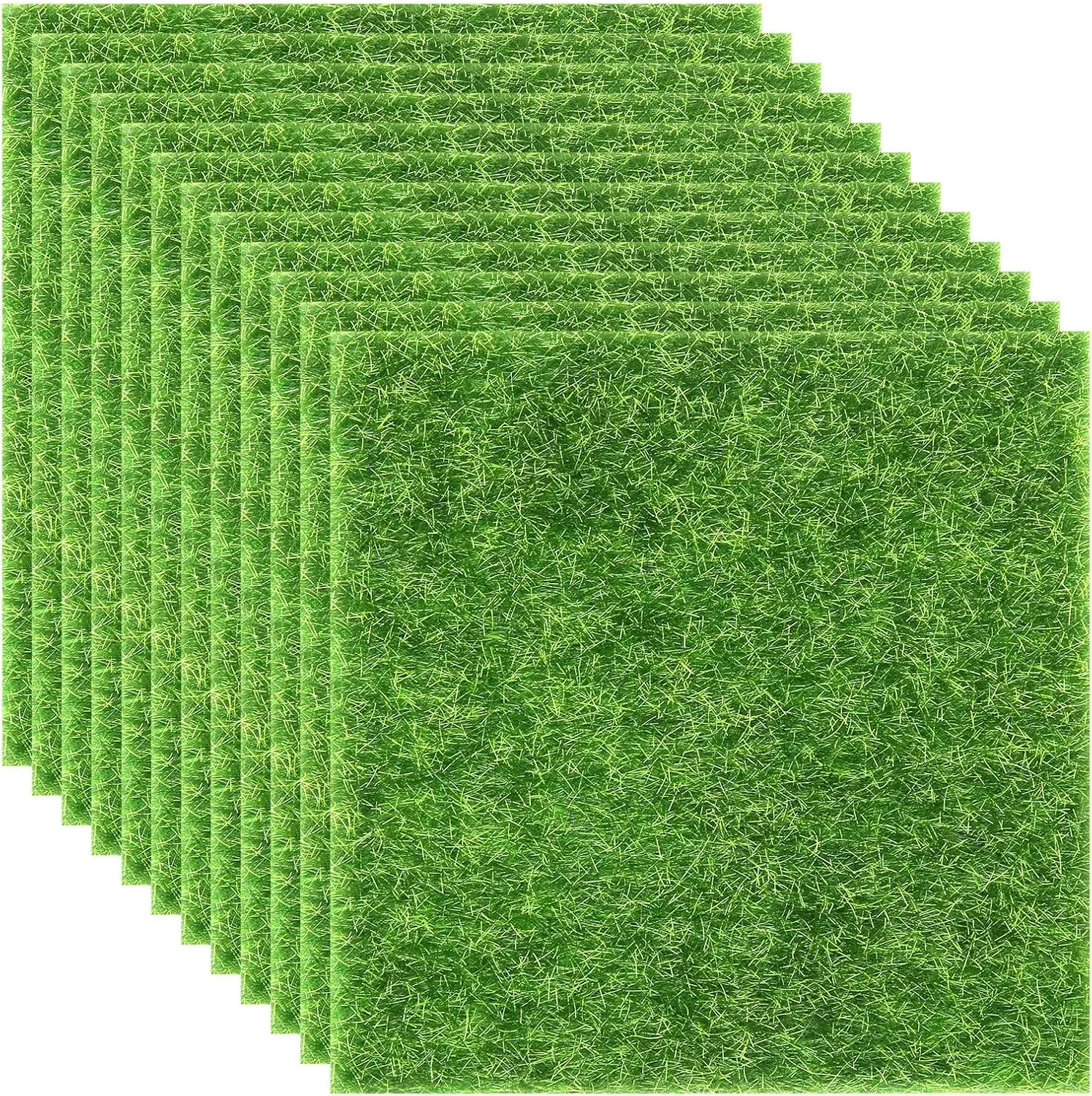 12-Pack Durable Synthetic Plastic Artificial Grass, 6x6 Inches Miniature Decor - Heat-Resistant, Washable DIY Supplies for Crafts, Dollhouse Decoration