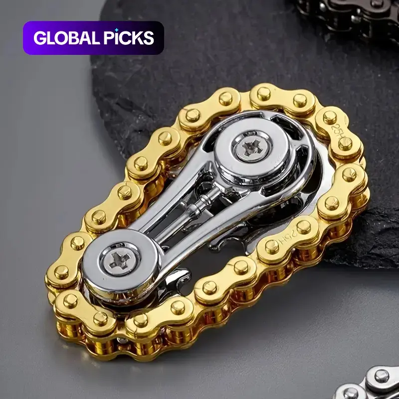 Trendy Stress-Relief Finger Chain Gear Fidget Spinner, Mechanical Metal Sensory Toy, Sensory Fidgets for Anxiety Relief, Durable Design, Gift Idea #GLOBAL PICKS