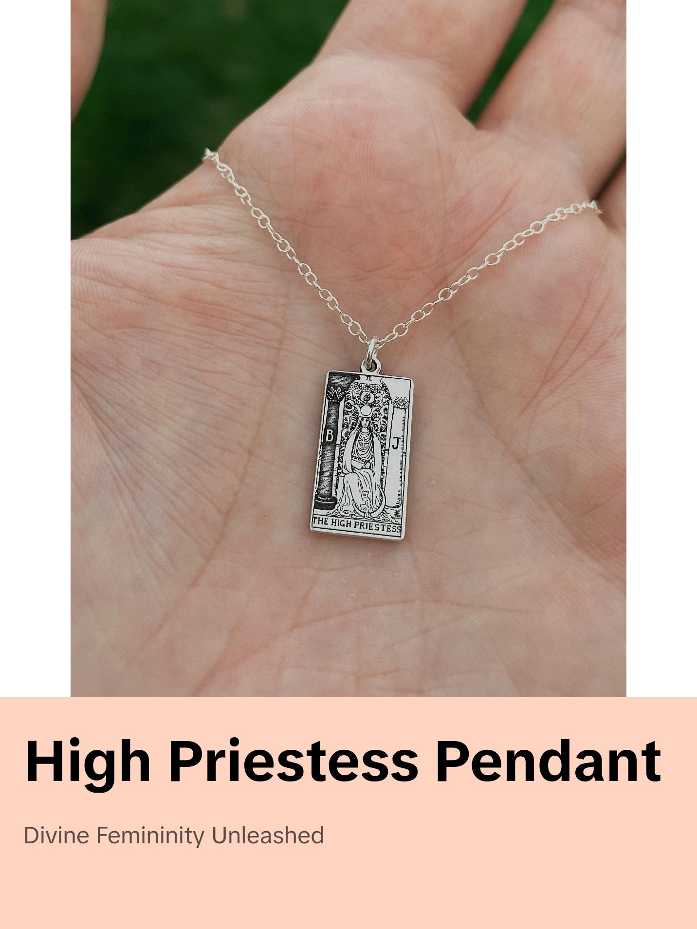 The High Priestess Tarot Card Necklace - Sterling Silver