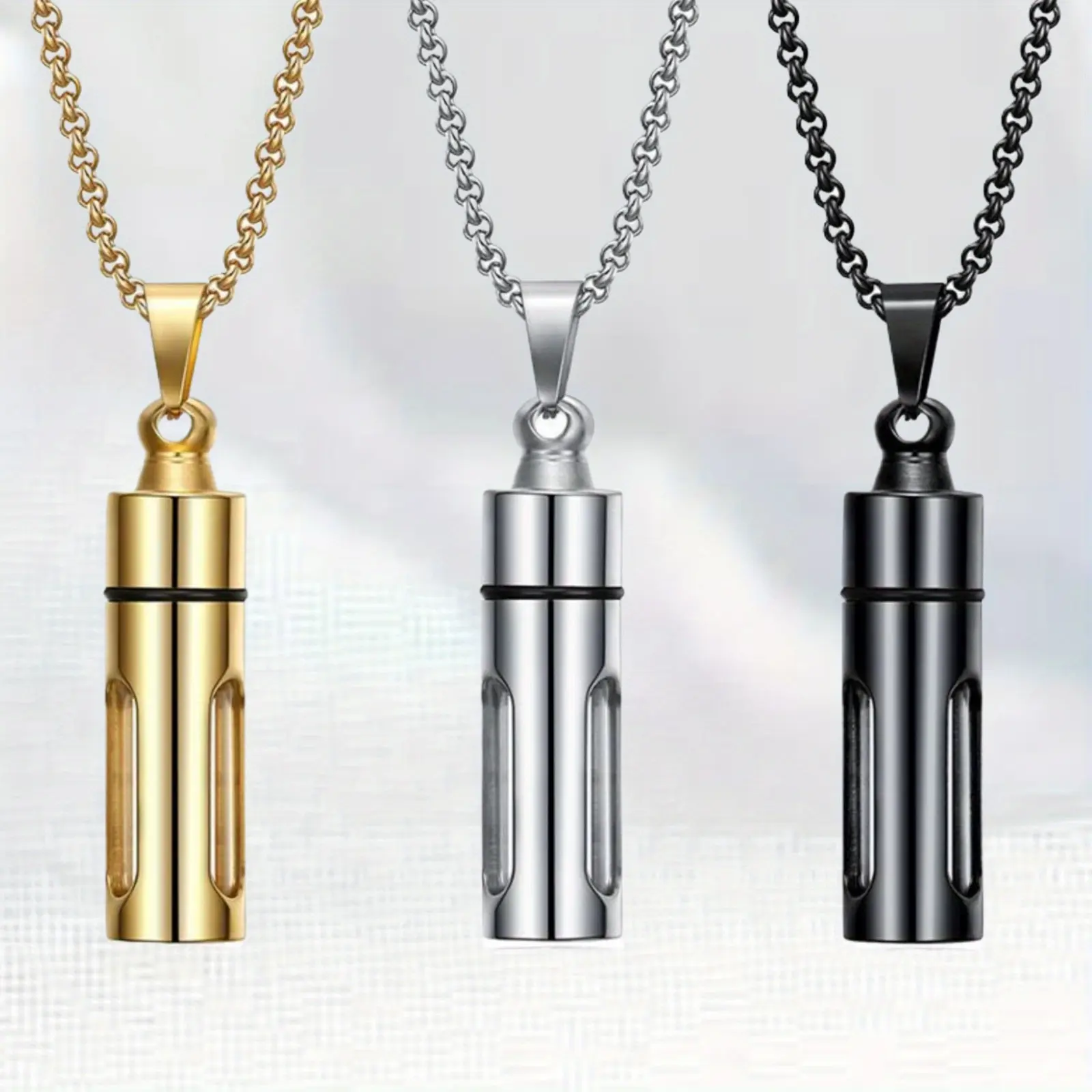 Exquisite Chain Jewelry, Cuban Chain & Link Style with a Vial Charm for Perfume & Pet Ashes Keepsake
