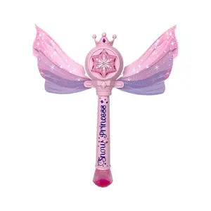 Magic Wand Bubble Blower Automatic Bubble Machine with LED Lights Princess Fairy Wand Toy for Kids Outdoor Summer Party Fun TikTok Viral Toy