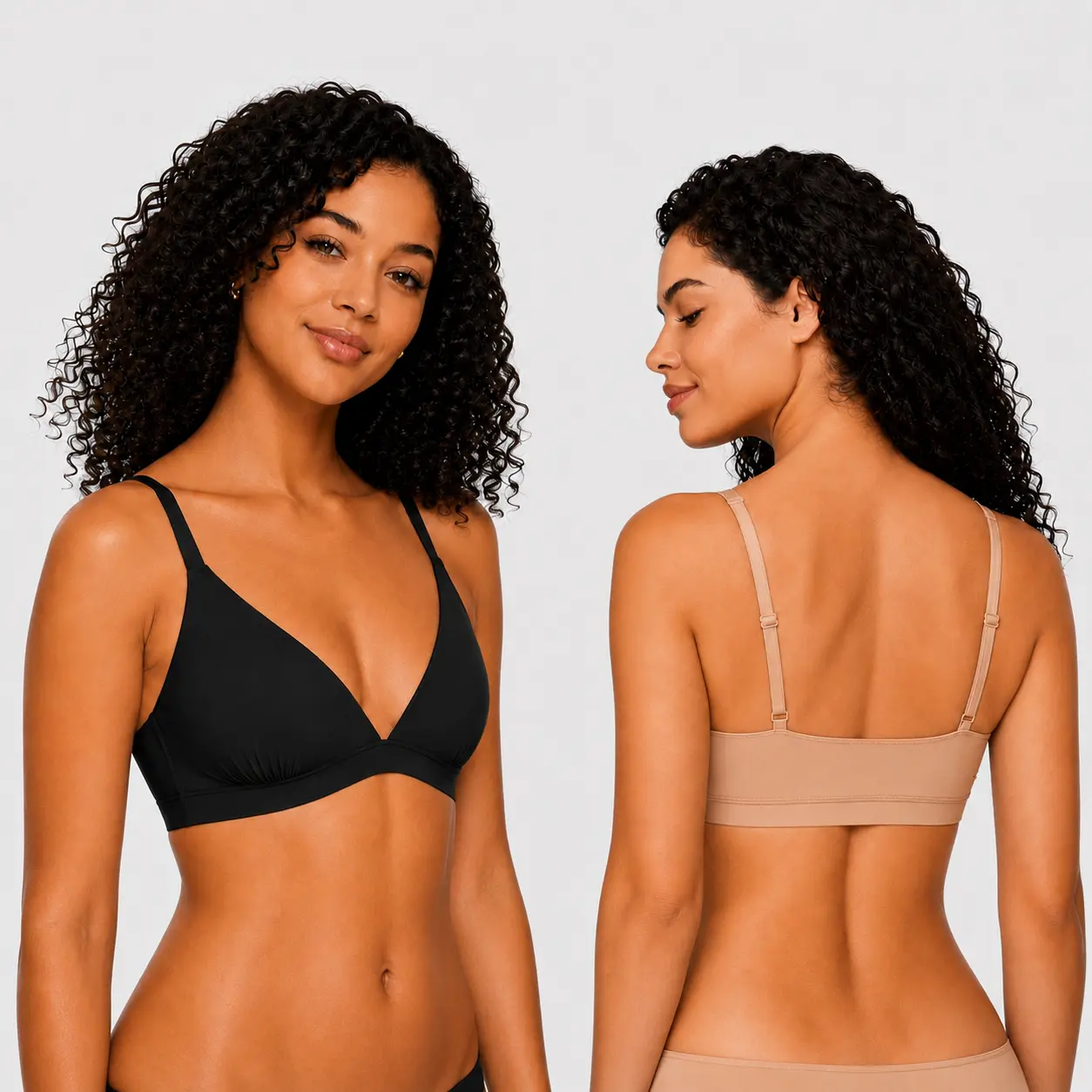 As Fairy Women's Seamless Triangle Bralette - Sexy Non-Wired Bralettes with Buttery Soft Nylon Blend Fabric, Deep V-Neck Fit, Breathable Lightweight No Padding Design, Adjustable Straps, No Pokes