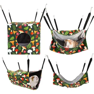 4 Pack Ferret Hammock, Ferrets Cage Accessories Washable Guinea Pig Hideout Bed Soft Small Animal Hammocks Rat Cage Accessories for Hedgehog, Sugar Glider, Squirrel, Hamster (Green) Set