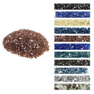 VEVOR Fire Glass, 10 LBS/ 4.5 KG High-Temperature Resistant Fireplace Rocks, 1/4-Inch/ 6.35 mm Reflective Smokeless Firepit Glass Rock, High Luster Stone Landscaping for Fire Pit Table, Copper