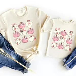 Cute Halloween Mama and mini outfit, Coquette Halloween Mama and mini Matching Shirts, Matching Mother Daughter Pumpkin Patch Shirts, Spooky Tee