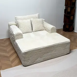 Full Sponge Vacuum Compression Sofa Corduroy Fabric with Throw Pillow for Living Room Bedroom & Leisure Room Multi-functional Floor Sofa