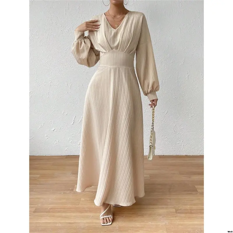 Dress A-Sleeve Lantern Solid Color a é Raffin SHEIN