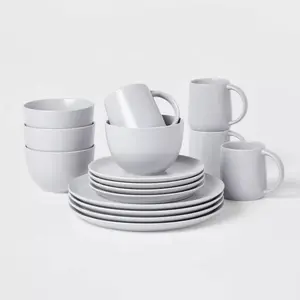 Better Homes & Gardens- Dark Gray Square Stoneware 16-Piece Dinnerware Set
