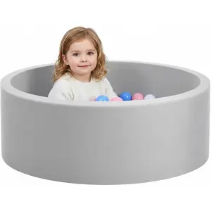 Large Foam Ball Pit for Toddlers, Soft Memory Sponge Baby Ball Pit, Indoor Outdoor Baby Playpen Kids Play Ball Pool, Gift Toys for Infants Boys and Girls (Gray, NO Balls)