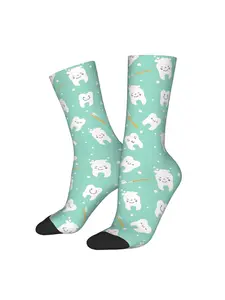 Men'S Tooth Teeth Dental Braces Socks, Printed Man, All Over Print, Knit Fabric, Breathable, Soft, Skin-Friendly, Comfortable