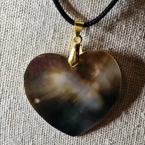 Abalone Paua Shell Heart Pendant Necklace - Daily Casual Accessory