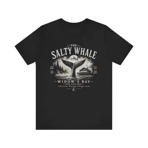 Discover the charm of the sea with The Salty Whale Widow's Bay T-Shirt, featuring a stylish nautical whale graphic that’s perfect for ocean lovers and casual wear