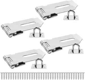 4 pcs Padlock Hasp Latch Locks 3 Inch 304 Stainless Door Lock Hasp Latch Hasp for Door Shed Gate Cabinet with Screw Brushed Nickel