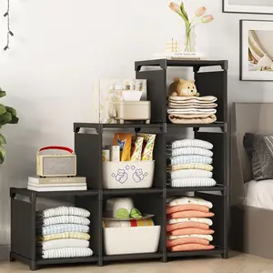 Bookcases Cube Storage 6-Cube Closet Organizer Storage Shelves Cubes Organizer DIY Plastic Closet Cabinet Modular Book Shelf Organizing Storage Shelving For Bedroom Living Room, Baskets, Bins & Containers for Home Organization