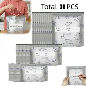 30 PCS Reusable Foil Storage Bags - Airtight Slider Pouches for Kitchen Veggies, Fruit, Meat