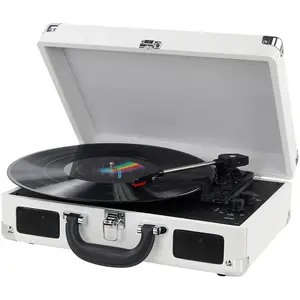Wireless Turntable Bluetooth Vinyl Record Player, 3-Speed Portable Vintage Suitcase with Built-in Speakers Extra Stylus RCA Out AUX IN, Christmas New Year Gift