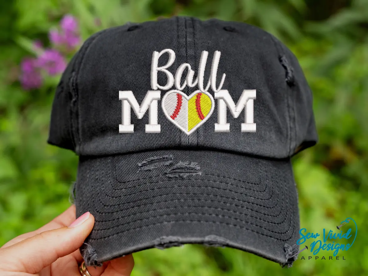 Ball Mom Baseball/Softball Hat | Distressed Baseball Cap OR Ponytail Hat | Custom Colors | Baseball Mom Gifts | Softball Mom Ball Cap | Sports Mom Hats