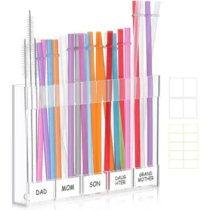 9.5" Large  Straw Holder for Cabinet Door - 2025  Tumbler Straw Organizer Storage Container for Counter Cabinet Cupboard Kitchen (Transparent)
