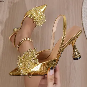 Women's Slingback High Heels Elegant Party Shoes Pointed Toe Block Heel Sandals Summer Classy Elevated Comfy Breathable for Party Daily Wear Weddings Chic Footwear