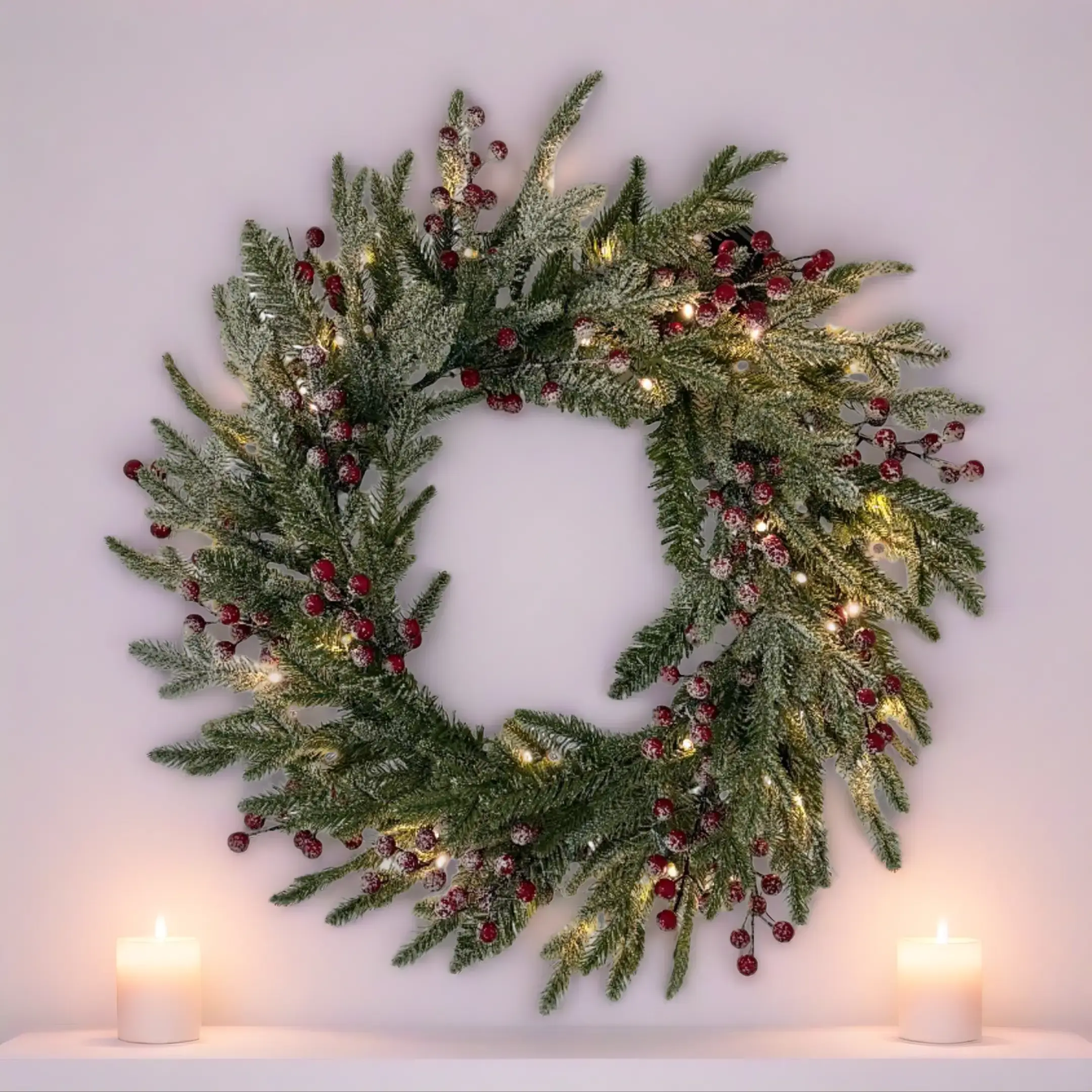 【Summer Deal】Silvanest 2026 Snow Frosted Christmas Decor: 6FT Pre-Lit Artificial Tree or 24" Matching Wreath | Multi-Color & Warm LED Lights | 10 Functions | Holiday Home Essentials