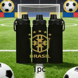 1pc 20oz Stainless Steel Vacuum Insulated Water Bottle, Football Print Design, Long-Lasting Thermal Preservation, Ideal Gift for Sports, Travel, Gym