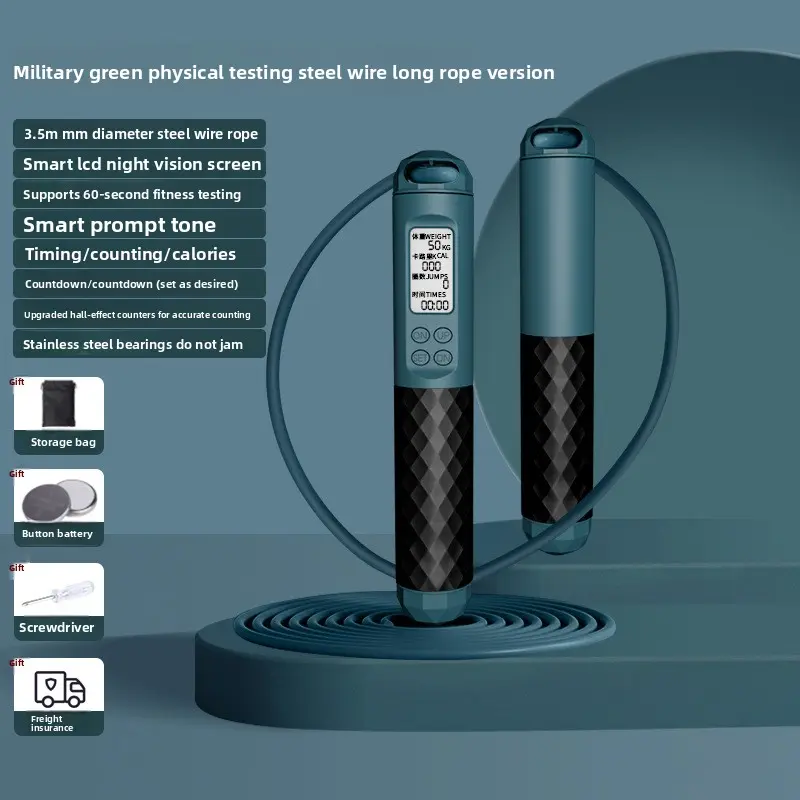 Smart silicone handle wire rope counting skipping rope