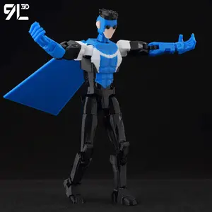 9L3D Dummy 13 Action Figure-Multi-Joint Articulated Lucky Anime Character Classic Superhero Design With Black&White Blue Costume