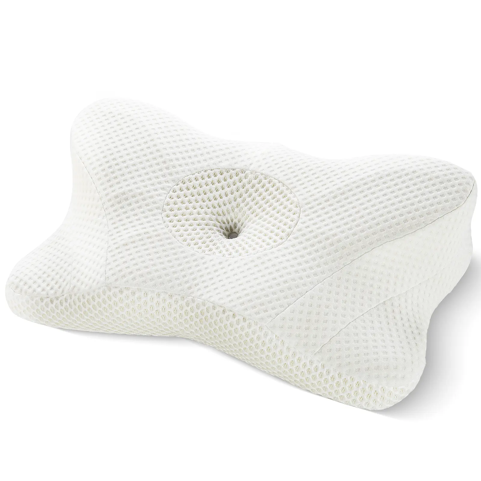 Textiles & Soft Furnishings Bedding Contour Neck Pillow with Breathable Pillowcase, Memory Foam Neck for Side, Back, and Stomach Sleepers