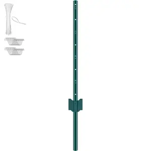 VEVOR 3 Feet Fence Post, TikTokShopBlackFriday, 10 Pack T-Post Heavy Duty Metal Fence Posts, Sturdy Steel Fence Stakes for Garden Yard, Lawn, Farms and Outdoor Wire Fencing, Green