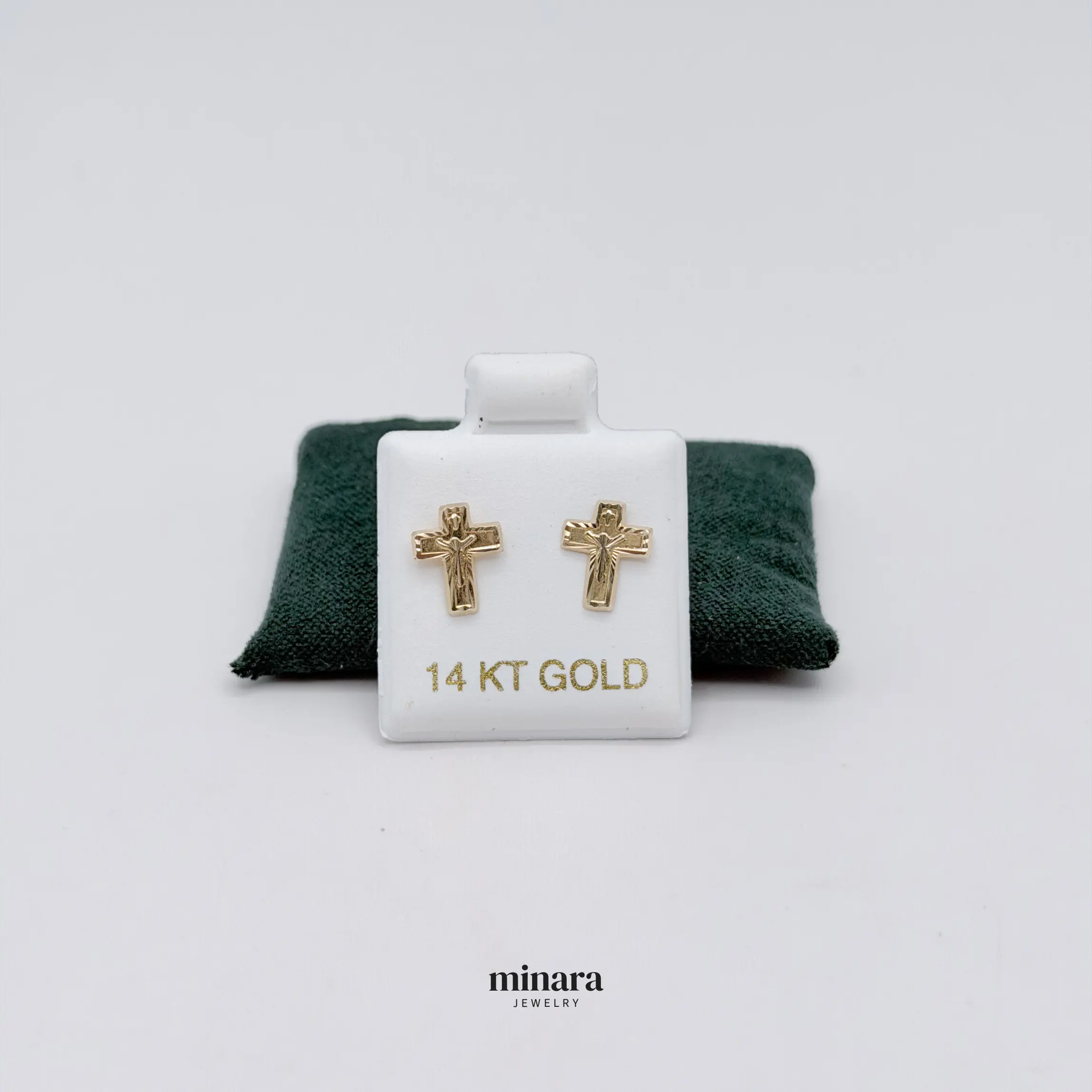 14K Gold Cruz con Jesus Earrings