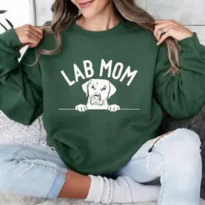 Black Labrador Mom Sweatshirt – Cute Dog Mom Crewneck, Labrador Lover Gift, Cozy Unisex Sweater