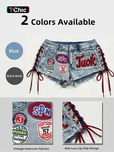 Breathable Chic Fashion Design Denim Jeans Shorts, 2026 Summer Trendy, Embroidery Craft, Casual Wear, Women's Hot Pants, Mid Waist, Button Fly