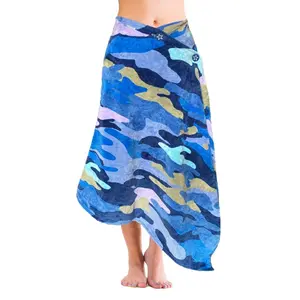 Cotton Beach Towel and Sarong Cover-Up Key Largo Sized XS-4XL Simple Sarongs Blue Coastal Camoflauge