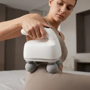 4-Head Massager, 28kg Impact Force 6 SpeedElectric MuscleMassager, Portable Handheld Muscle Massager,Professional Muscle Relaxation Device for Home &Travel, Lightweight