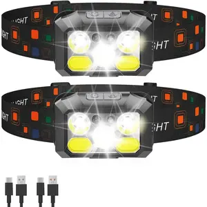 Headlamp Rechargeable LED (2-Pack), 1200 Lumens with Red & White Light, 8 Modes, Motion Sensor, USB-C , IPX4 , for Running, Hiking, Fishing, and Camping