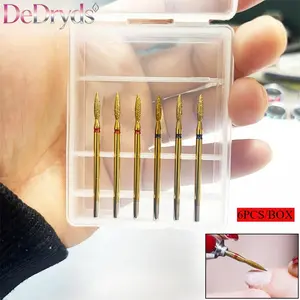 6PCS/BOX Nail Drill Bits Set Russian Manicure Diamond Nail Grinding Head Nail Sanding Bit for Cuticle Removal Dead Skin Exfoliation Nail Art Tools Portable Storage Box