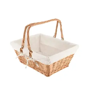 Wicker Picnic Basket with Handle Sturdy Woven Body with Washable Lining Hand Woven Basket for Storage Wicker Baskets for Easter, Organizing, and More !