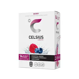 CELSIUS On-the-Go Powder Stick Packs, Zero Sugar (14 Sticks per Pack), Berry, 2.5 Ounce, (Pack of 14) Beverage Mixed Sweet Flavor