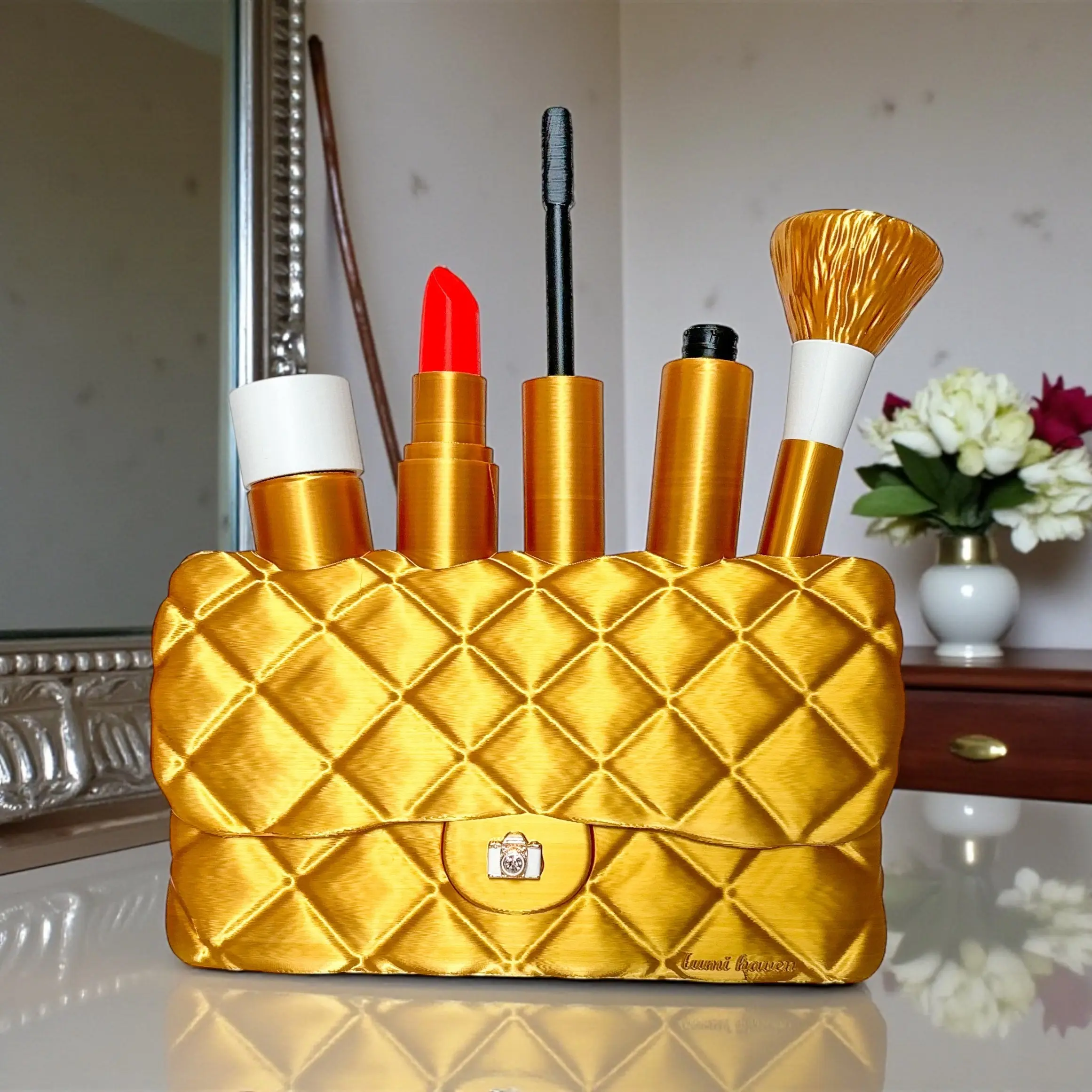 Gold Full Makeup Purse Decor