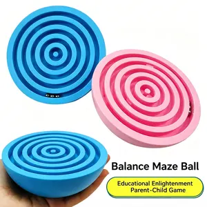 Hemisphere Balance Maze Puzzle, 3D Labyrinth Ball Toy with Steel Balls, Blue & Pink Portable Handheld Game for Kids and Adults