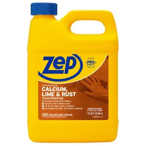 ZEP 32 oz. Calcium, Lime and Rust Stain Remover, The Ultimate Solution for Hard Water Stains on Porcelain and Glass, Multi Surface Cleaner for Sinks, Toilets, and Outdoor Brick, Easy Dilution Instructions, Safe for Copper and PVC Pipes