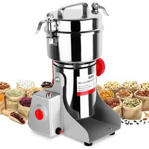 Electric Grain Mill , 800g Stainless Steel Grain Mill, 3000W High Speed Commercial  Machine, Pulverizer   for Dry Grains Cereals Coffee Corn Pepper, Swing Type