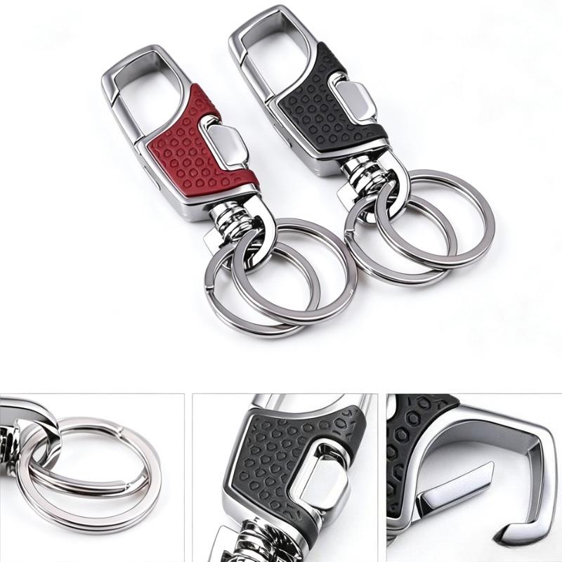 Keychain Heavy-Duty Keychain with Press-to-Open Belt Loop Anti-Loss Car Keychain Double Ring Design Secure Locking Mechanism for Car Keys  Belts Bags