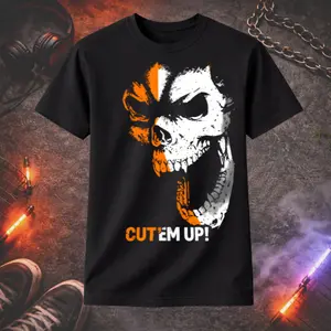 Skull Graphic T-Shirt – Cut Em Up Tee | Edgy Streetwear Shirt | Gothic Skull Print | Dark Aesthetic Gift for Men & Women | Unisex Tee | Ms. Lauren Charles Design