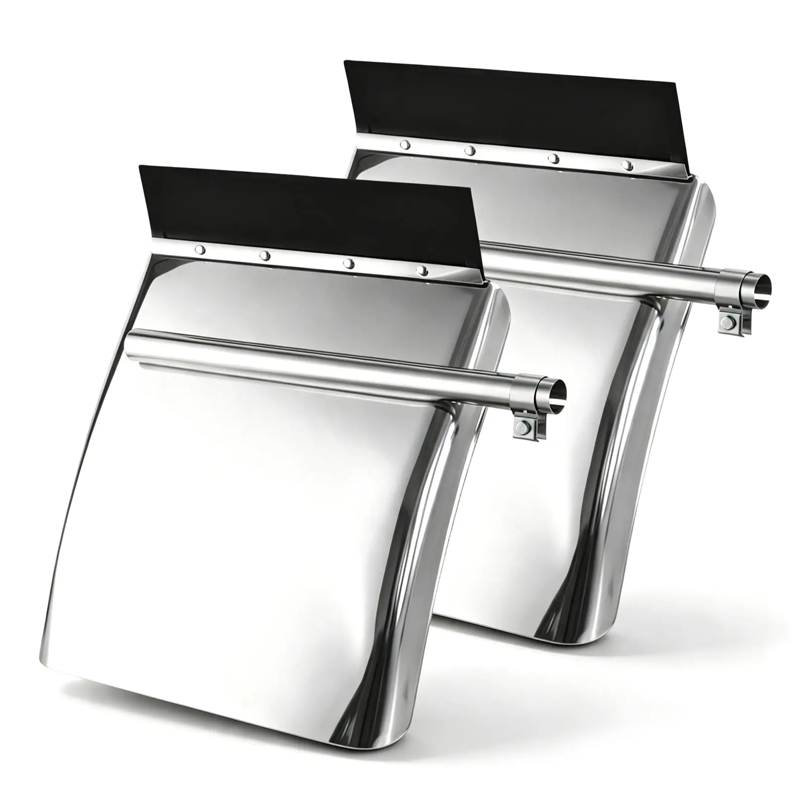 24''x29'' Stainless Steel Quarter Fender Replacement Mud Flap Splash Guard - Anti-Corrosive Auto Accessories for Semi Truck Freightliner VNL, Kenworth - Pair Set with Round Tube Hardware Brackets, Single Bolt Simple Mounting
